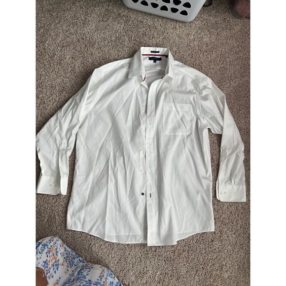 Tommy Hilfiger Regular Fit Non Iron Button Down White Shirt 16 1/2 - Picture 3 of 3